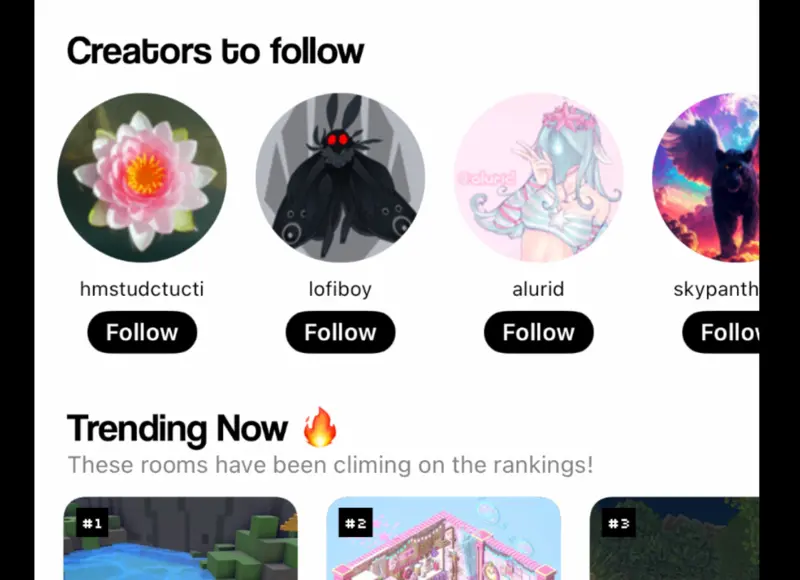 Creators to Follow with inline Follow buttons
